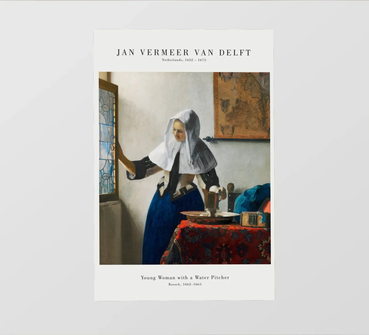 Jan Vermeer - Giovane donna con brocca telo in pvc da Old Masters