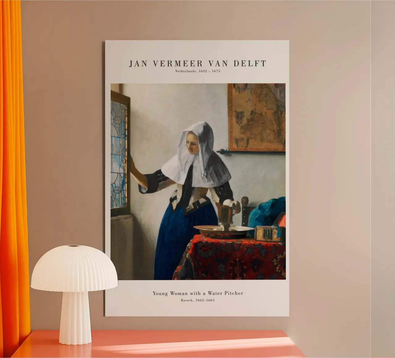 Jan Vermeer - Giovane donna con brocca alluminio dibond da Old Masters