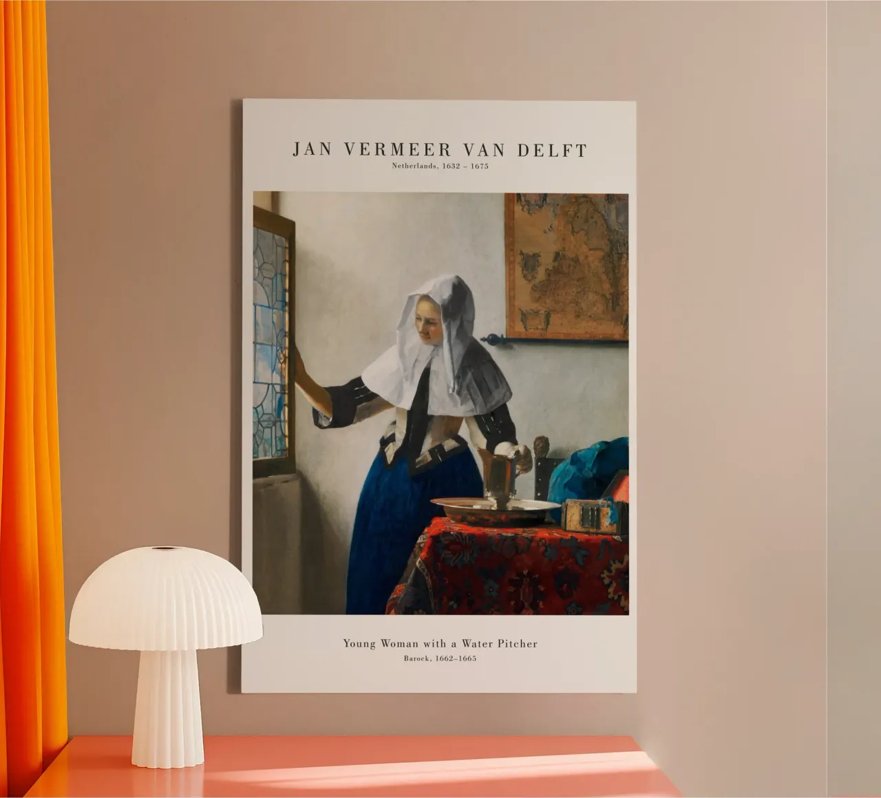 Jan Vermeer - Giovane donna con brocca tela con Cornice a cassetta da Old Masters