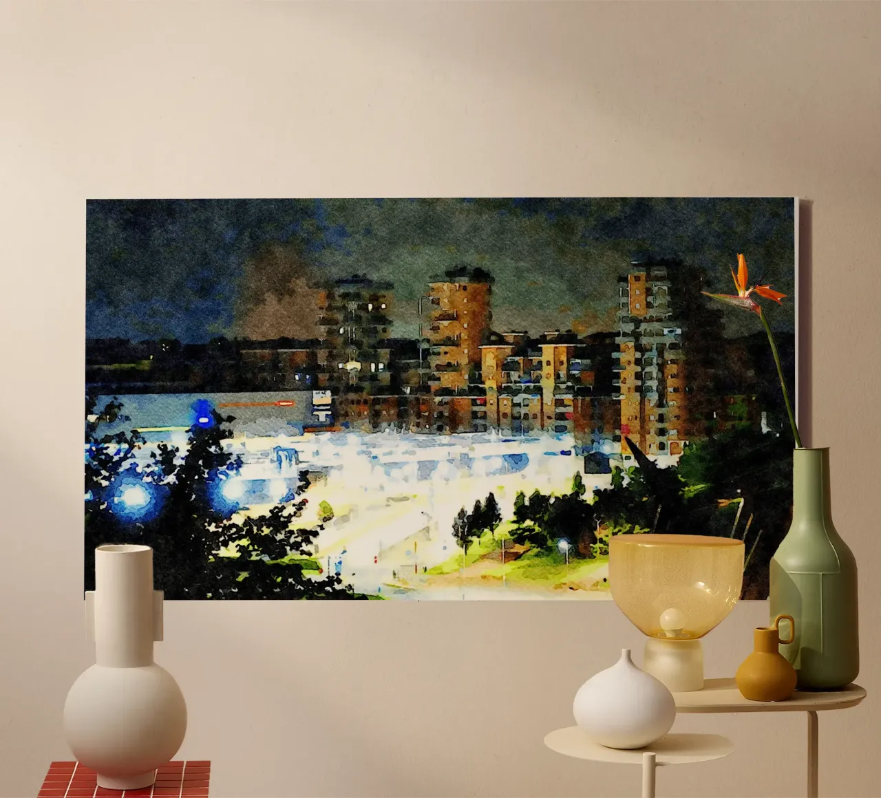 Torino di notte tela con Cornice a cassetta da Massimo Frascogna