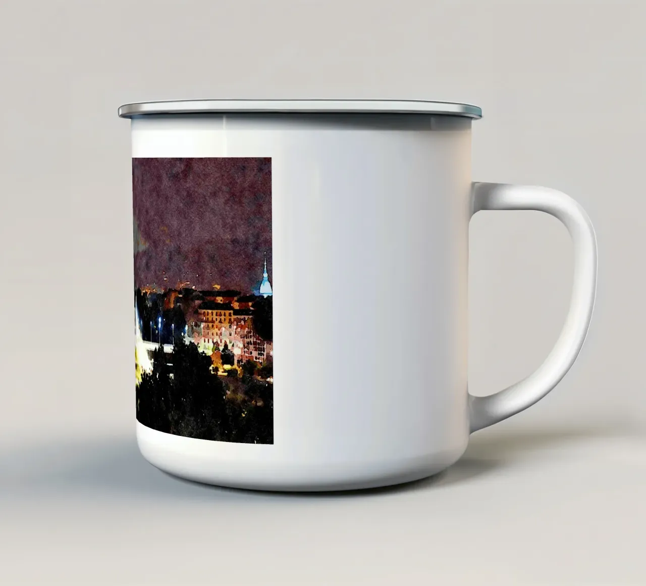 Torino di notte tazza in smalto da Massimo Frascogna