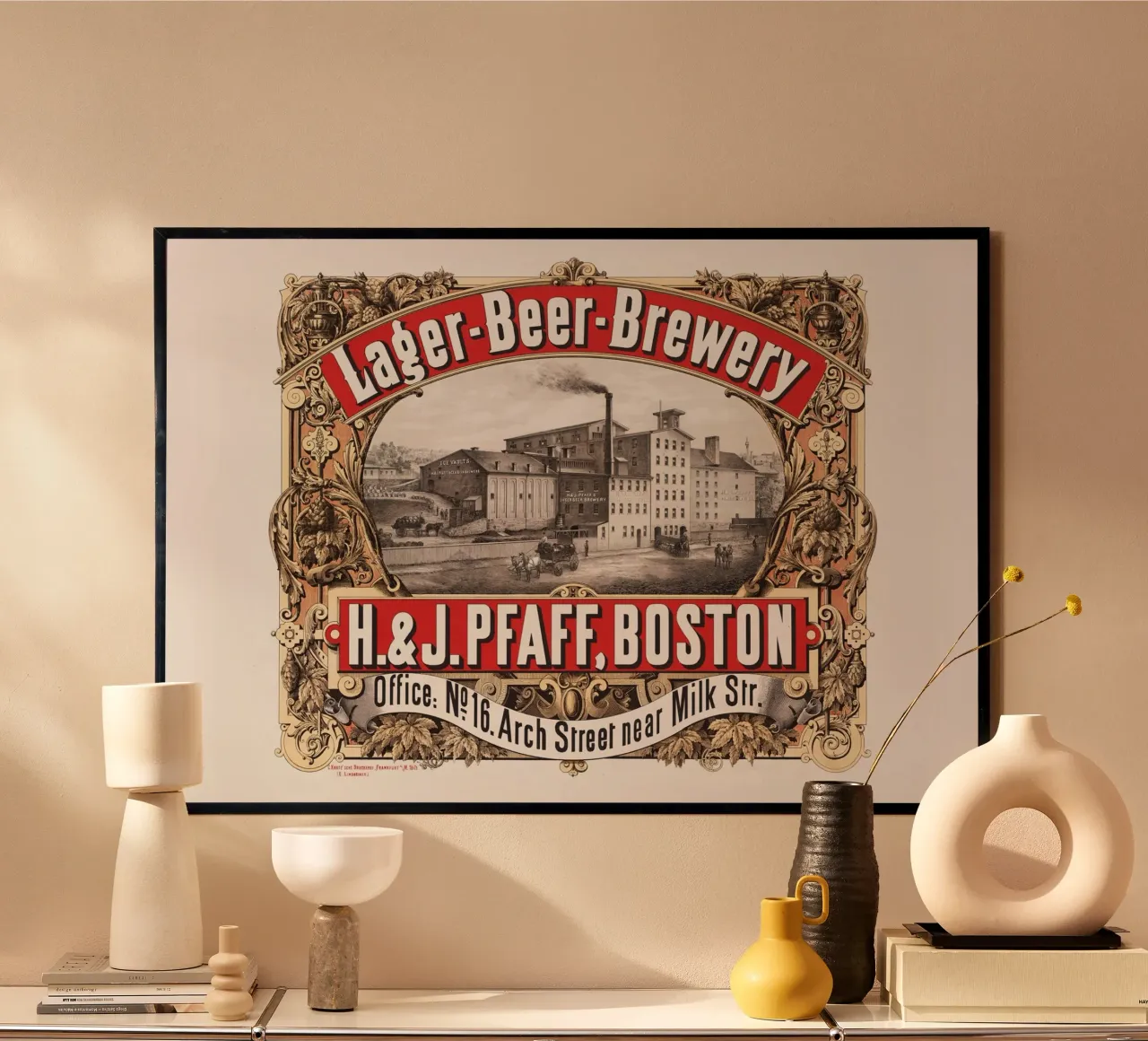 Poster d'epoca - Birra lager Pfaff Brewery poster con telaio in alluminio da Old Masters