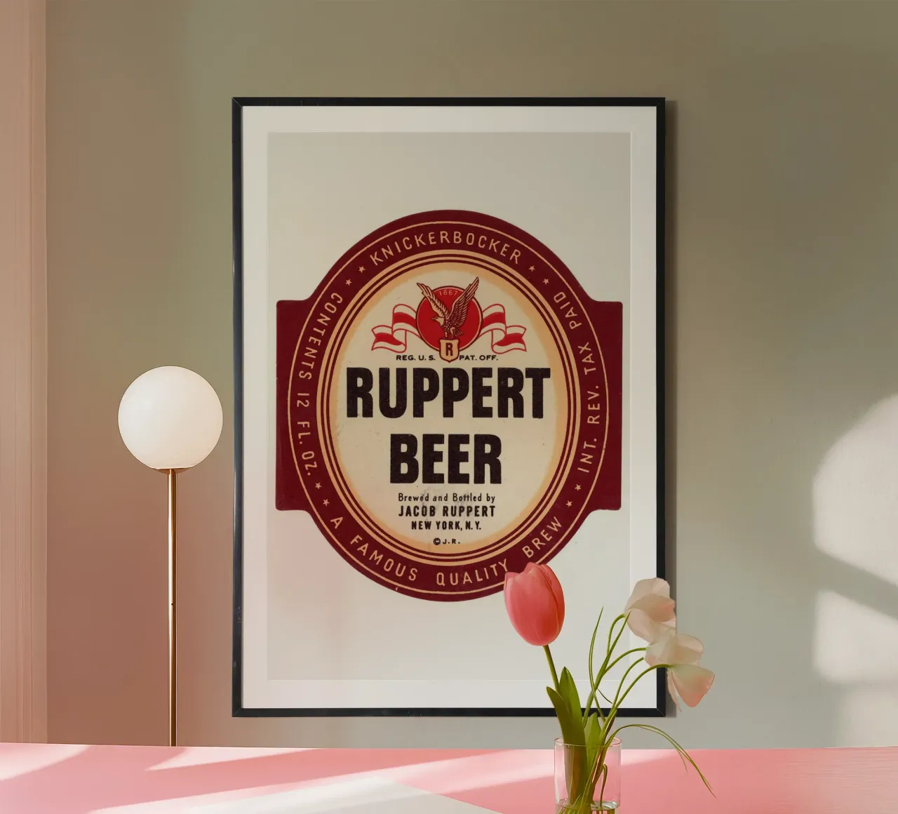 Poster d'epoca - Etichetta della birra Ruppert poster con telaio in plastica da Old Masters