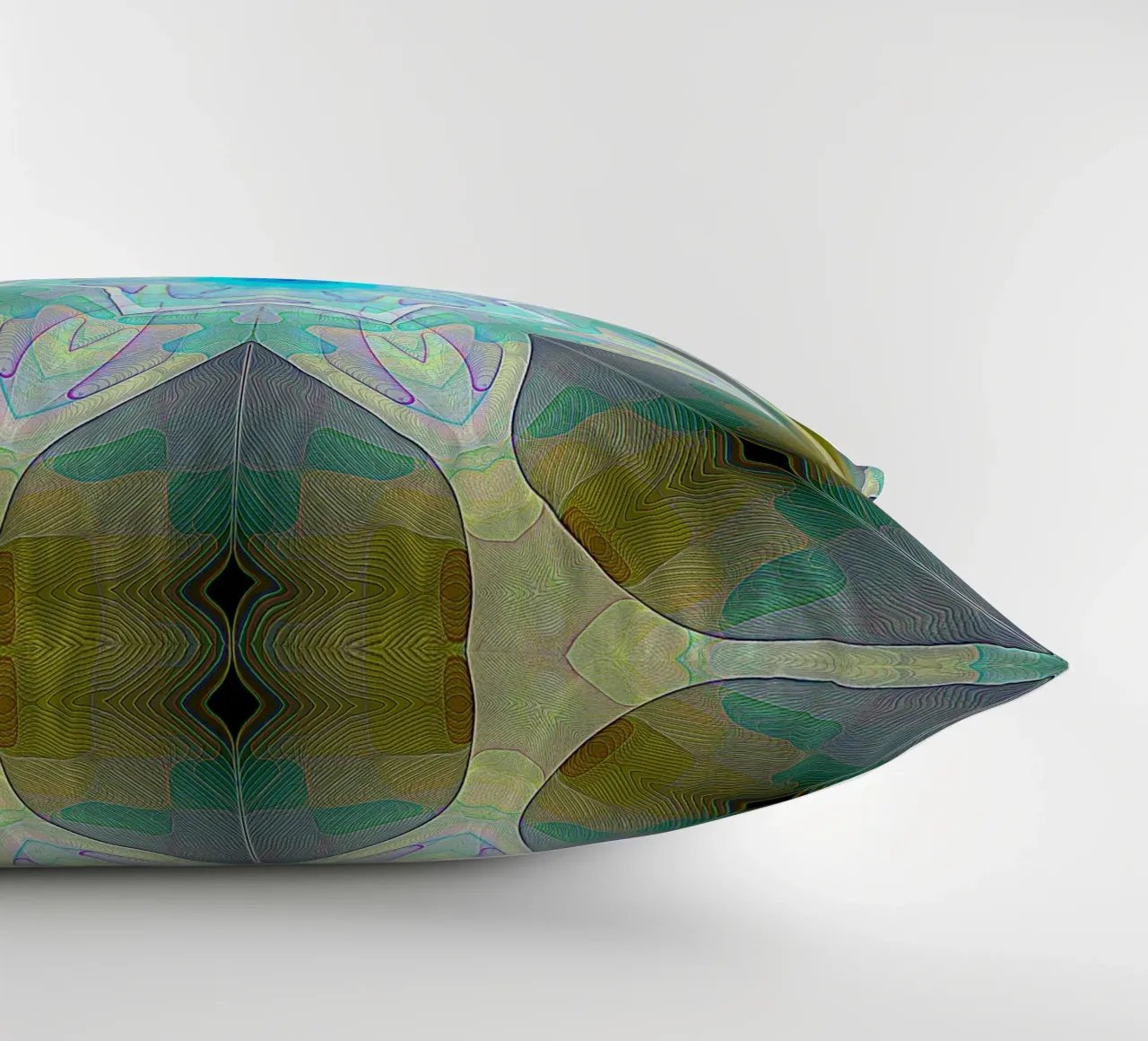 Turquoise blue star framed by patterned leaf shapes ... decorative cushion by Gürsel Yesil Digital Art
