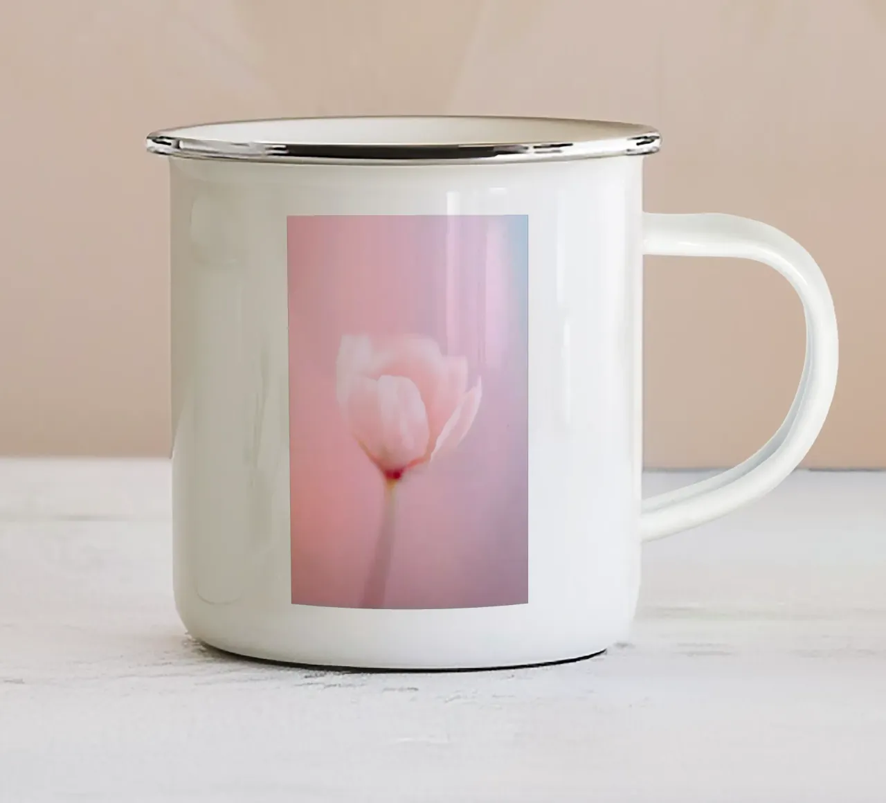 Fiore rosa tazza in smalto da Moon  Bloom