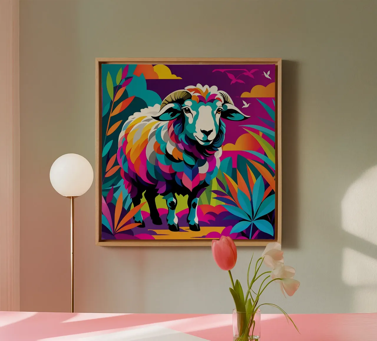 Sheep_Style_E_2 canvas with Floater frame by Tierisch bunt by LK