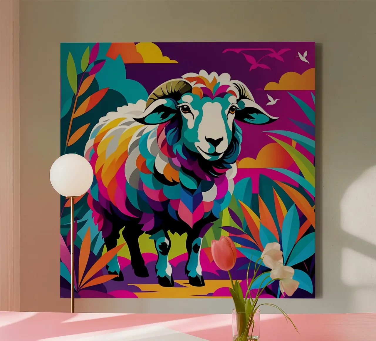 Sheep_Style_E_2 canvas with Floater frame by Tierisch bunt by LK