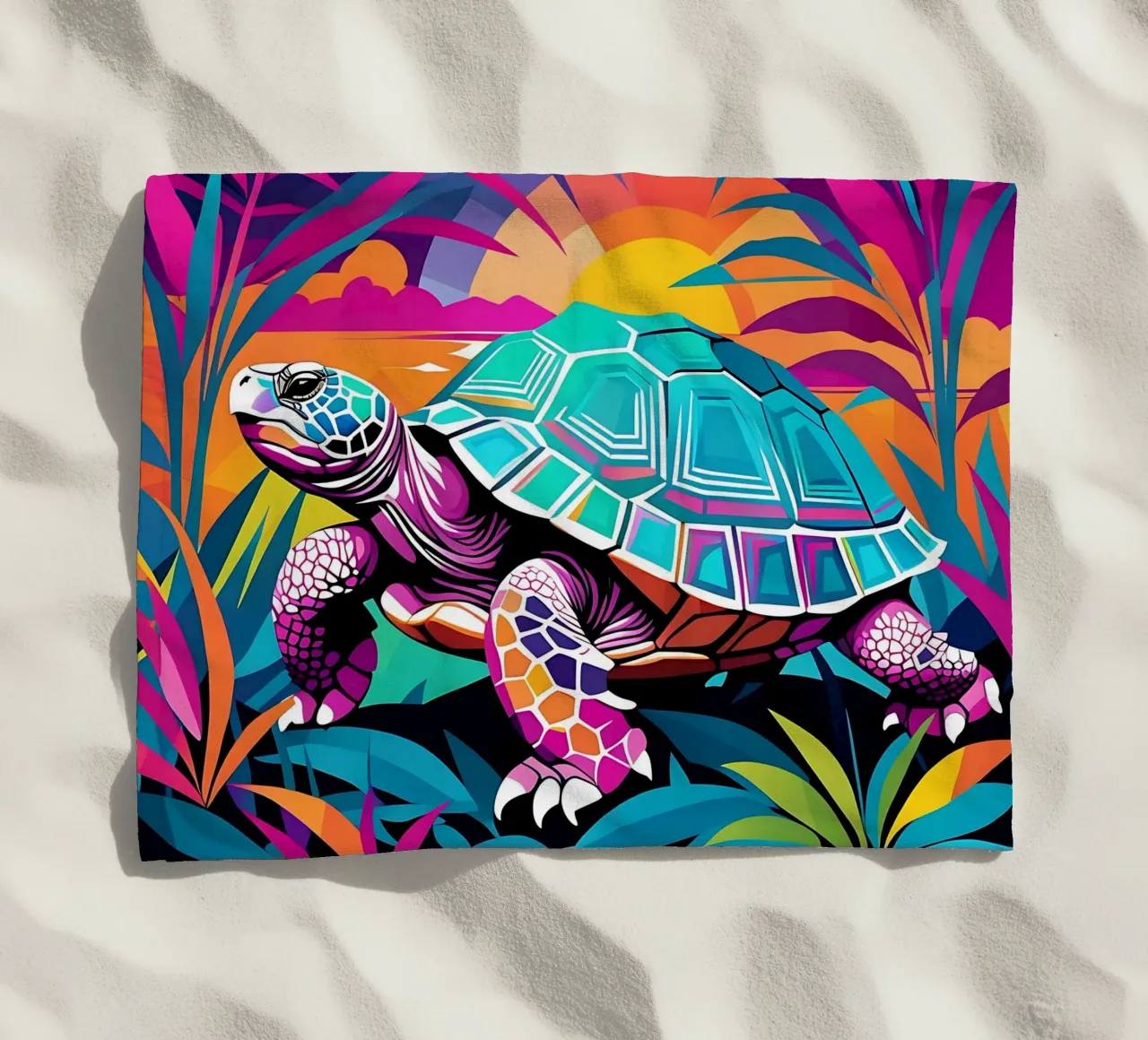 Turtle_style_E_1 beach towel by Tierisch bunt by LK