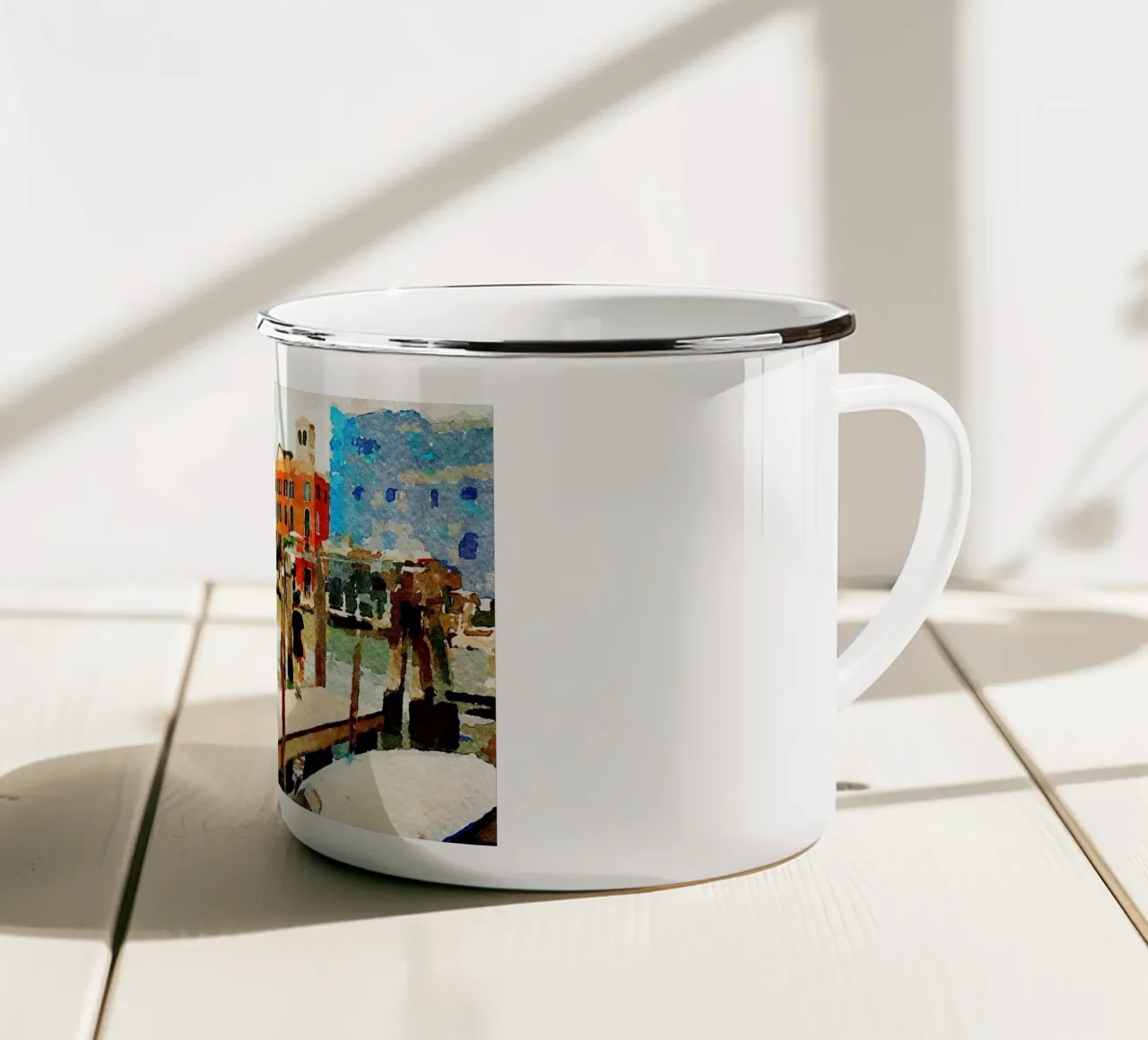 Venezia e il bambino tazza in smalto da Massimo Frascogna