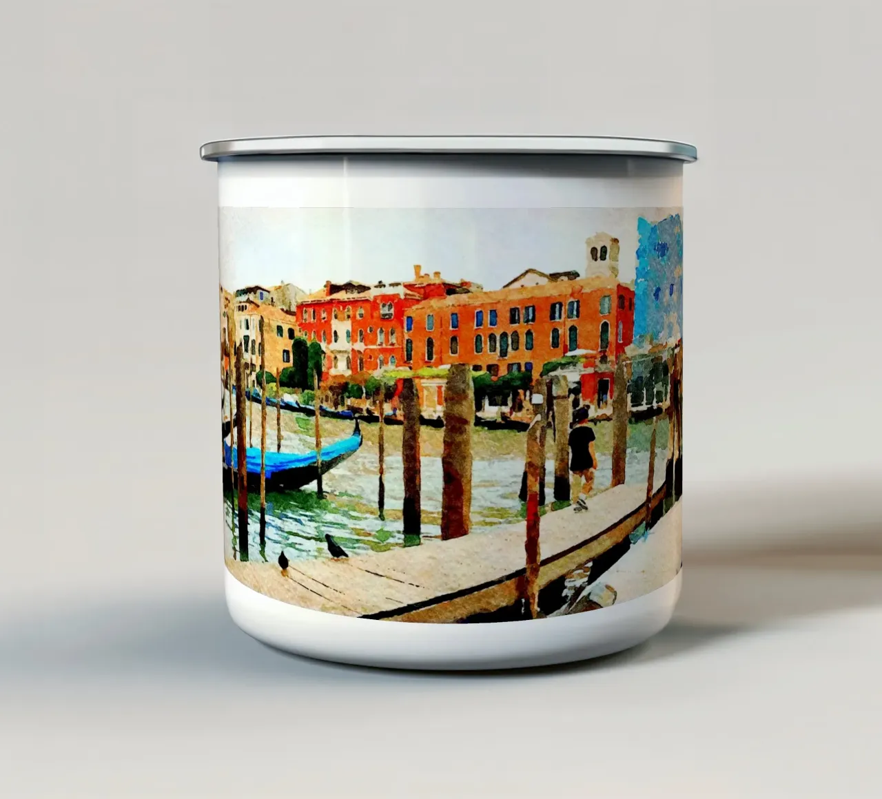 Venezia e il bambino tazza in smalto da Massimo Frascogna
