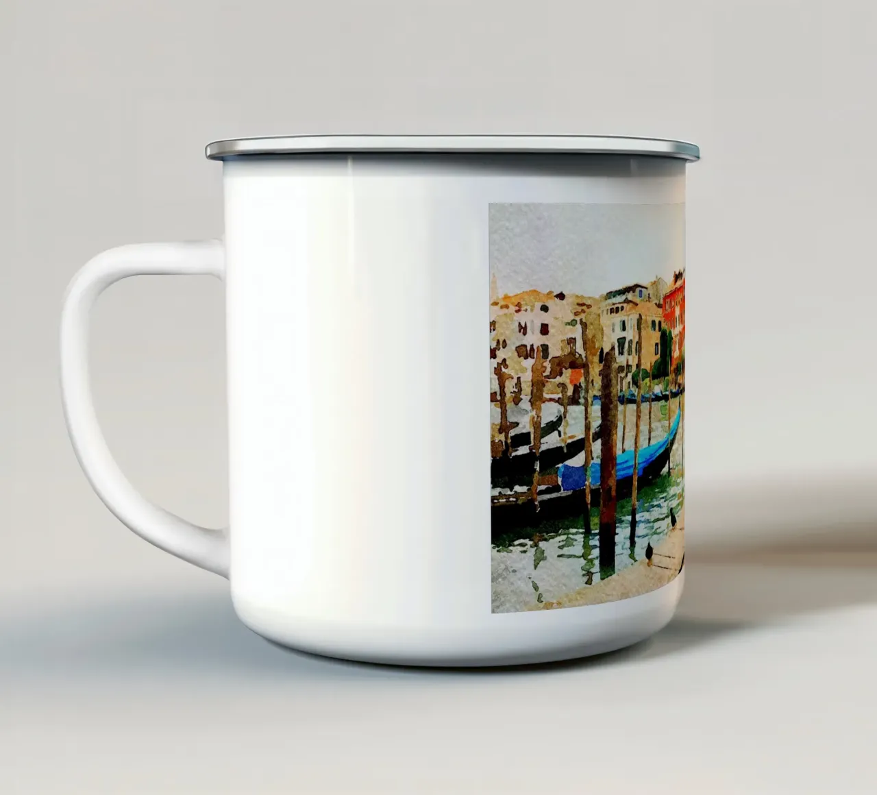Venezia e il bambino tazza in smalto da Massimo Frascogna