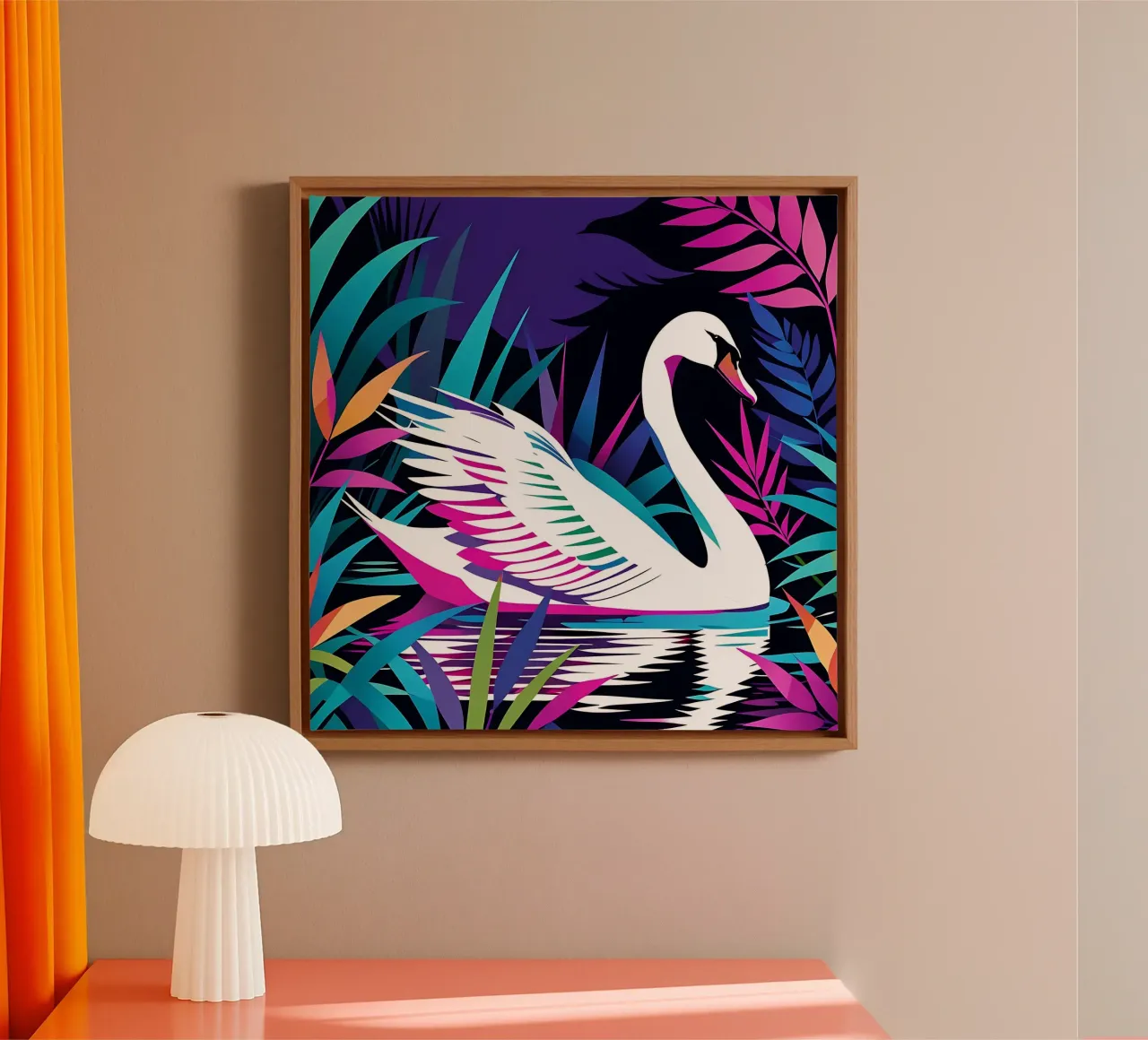 Swan_style_E_1 canvas with Floater frame by Tierisch bunt by LK