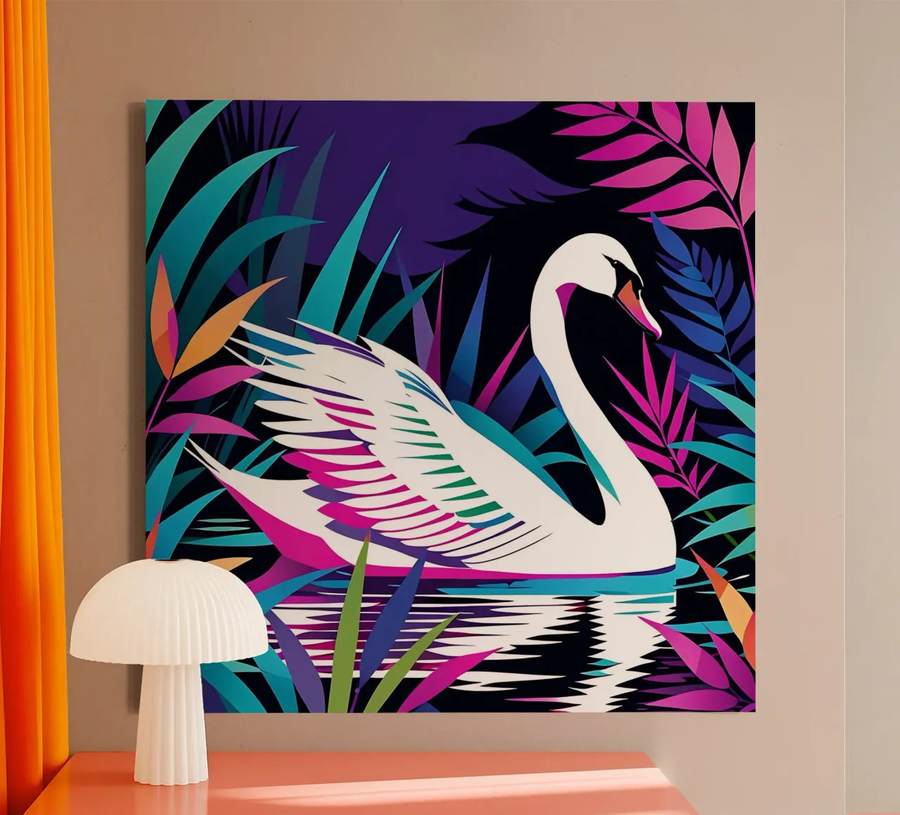Swan_style_E_1 canvas with Floater frame by Tierisch bunt by LK
