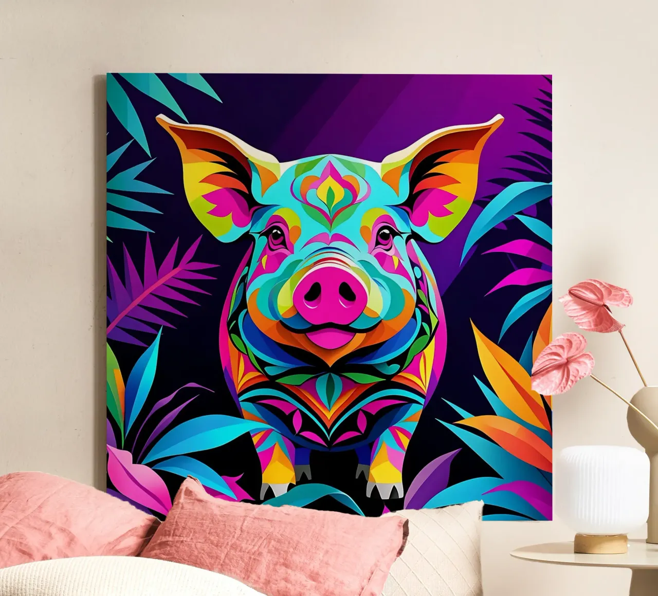 Pig_Style_E_1 canvas by Tierisch bunt by LK