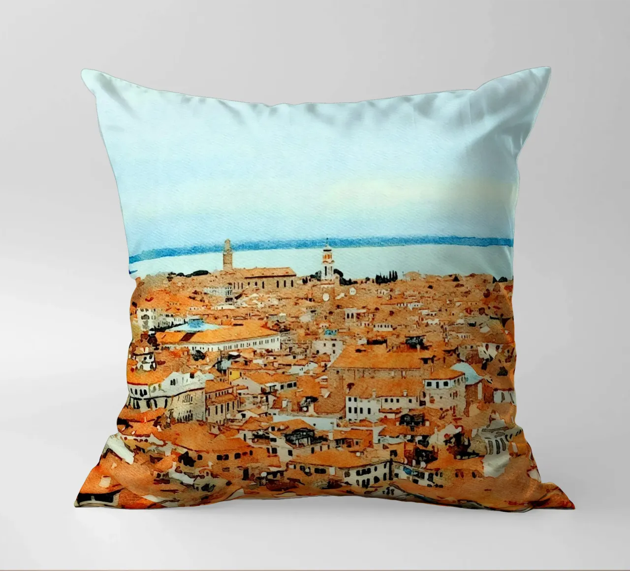 Roofs of Venice decorative cushion by Massimo Frascogna