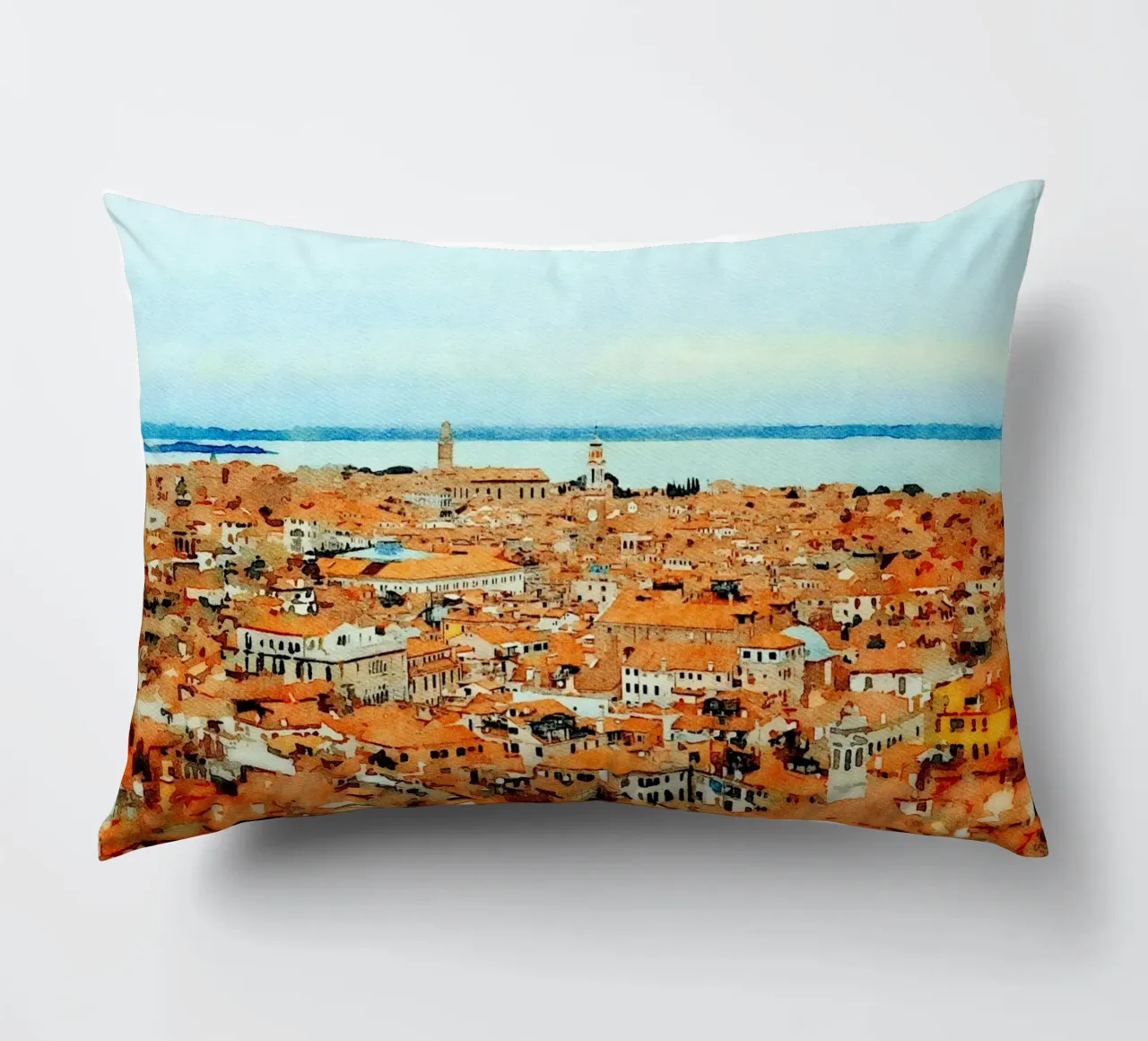 Roofs of Venice decorative cushion by Massimo Frascogna