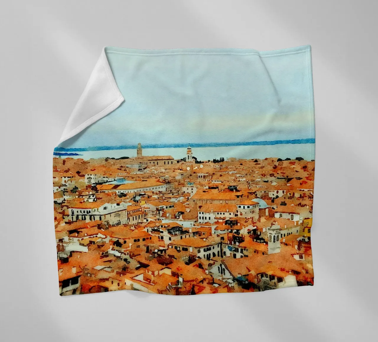 Roofs of Venice fleece blanket by Massimo Frascogna