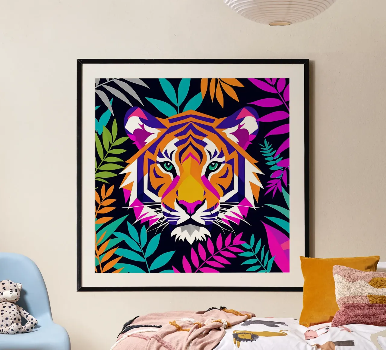 Stile_tigre_E_1 poster con telaio in legno da Tierisch bunt by LK