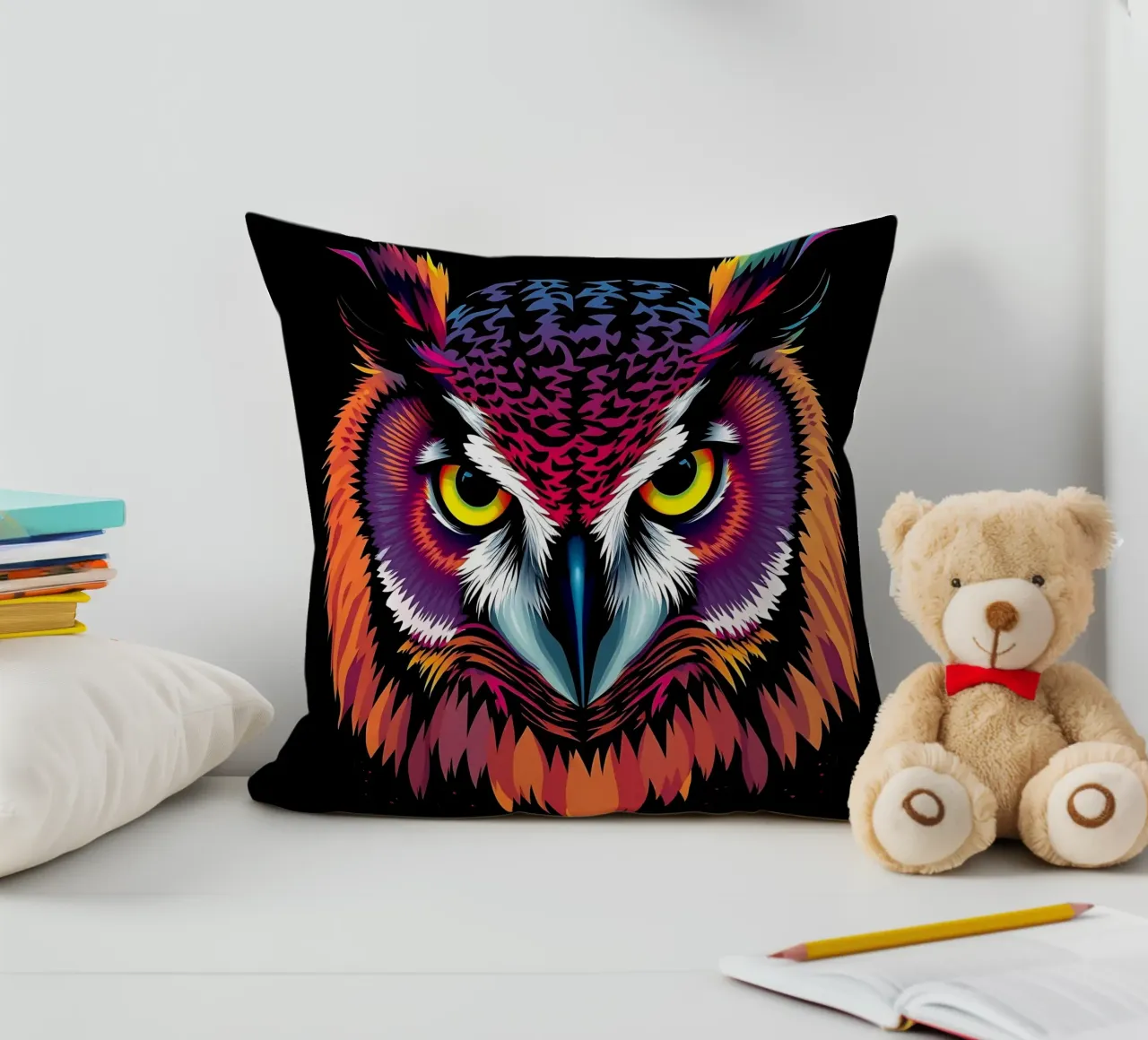 Gufo_stile_N_1 cuscino da Tierisch bunt by LK
