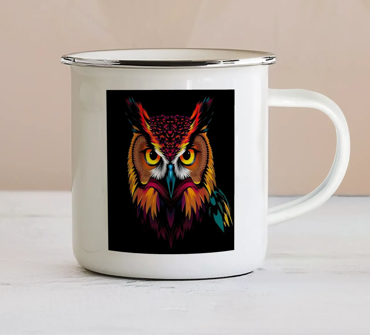 Gufo_stile_N_2 tazza in smalto da Tierisch bunt by LK
