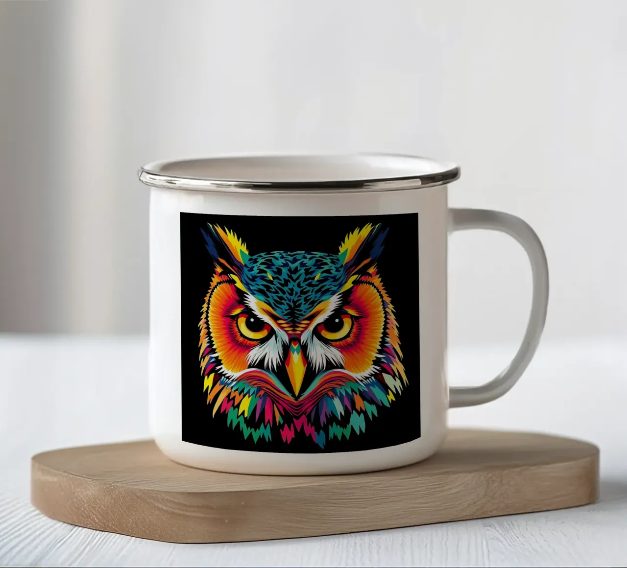 Gufo_stile_N_3 tazza in smalto da Tierisch bunt by LK