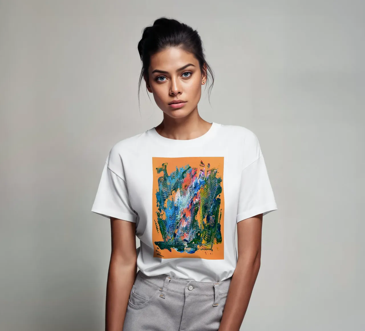 MESSAGE FROM THE HEART 9 t-shirt da Thierry Vobmann Abstract painting