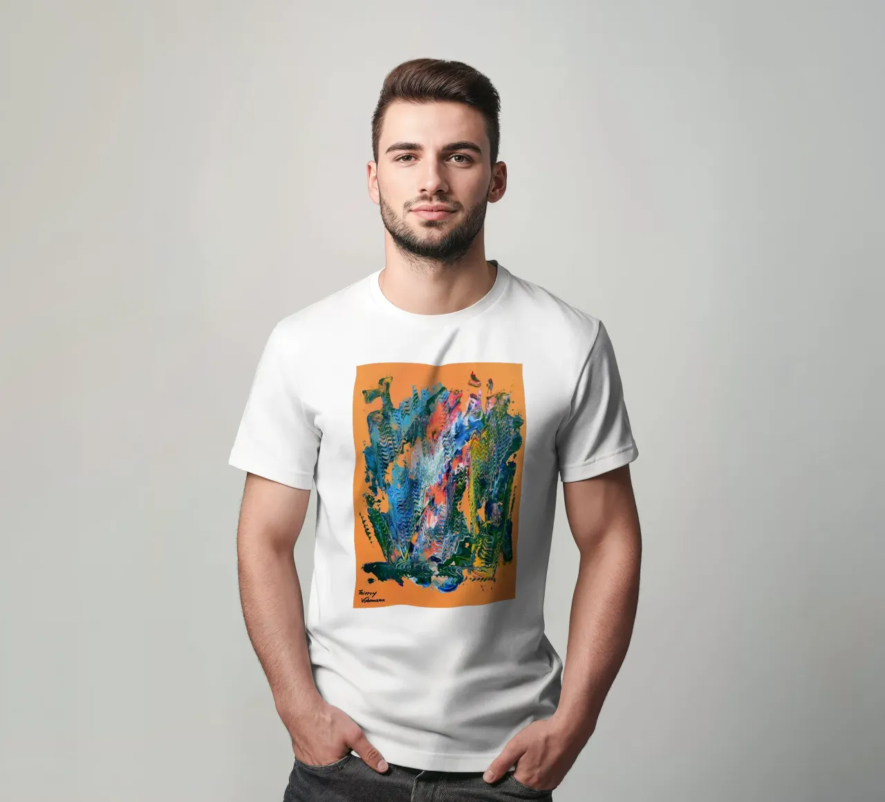 MESSAGE FROM THE HEART 9 t-shirt da Thierry Vobmann Abstract painting
