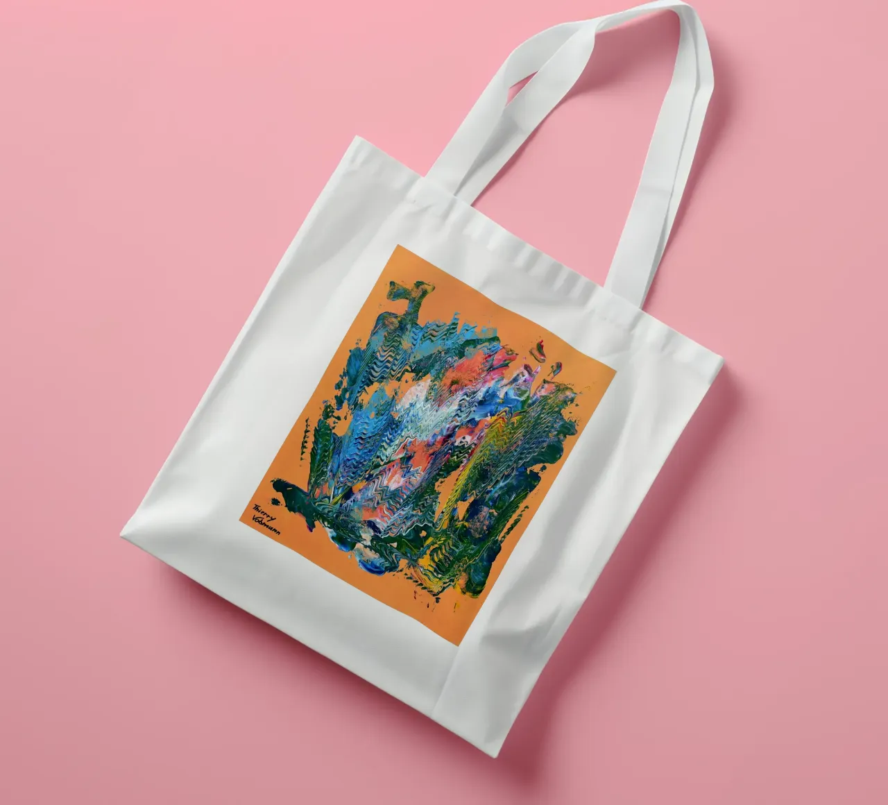 MESSAGE FROM THE HEART 9 borsa in juta da Thierry Vobmann Abstract painting