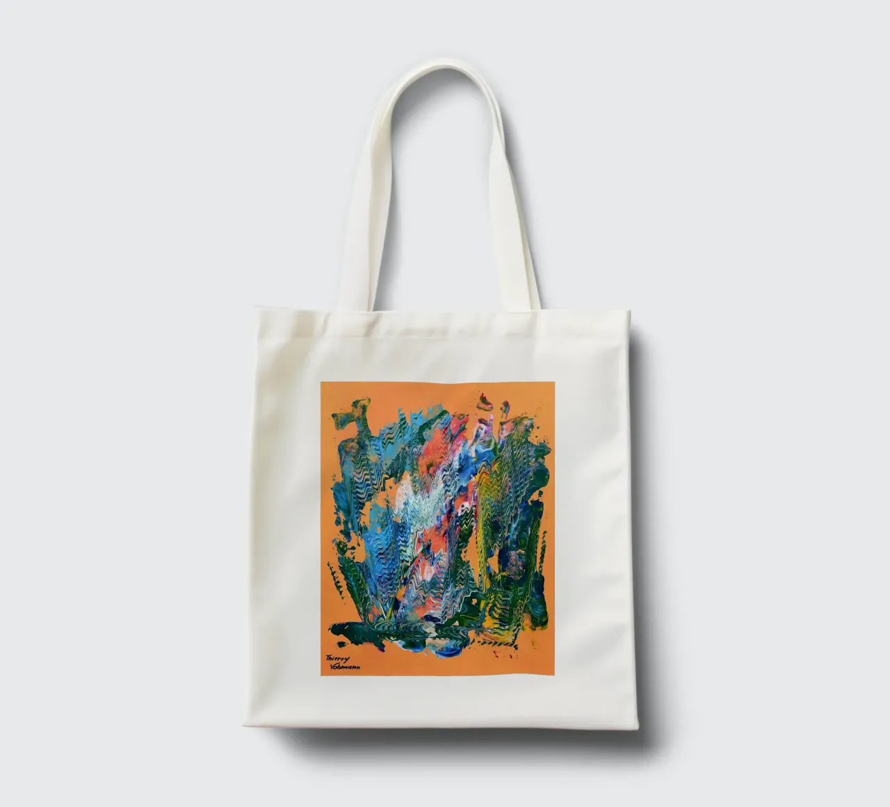 MESSAGE FROM THE HEART 9 borsa in juta da Thierry Vobmann Abstract painting