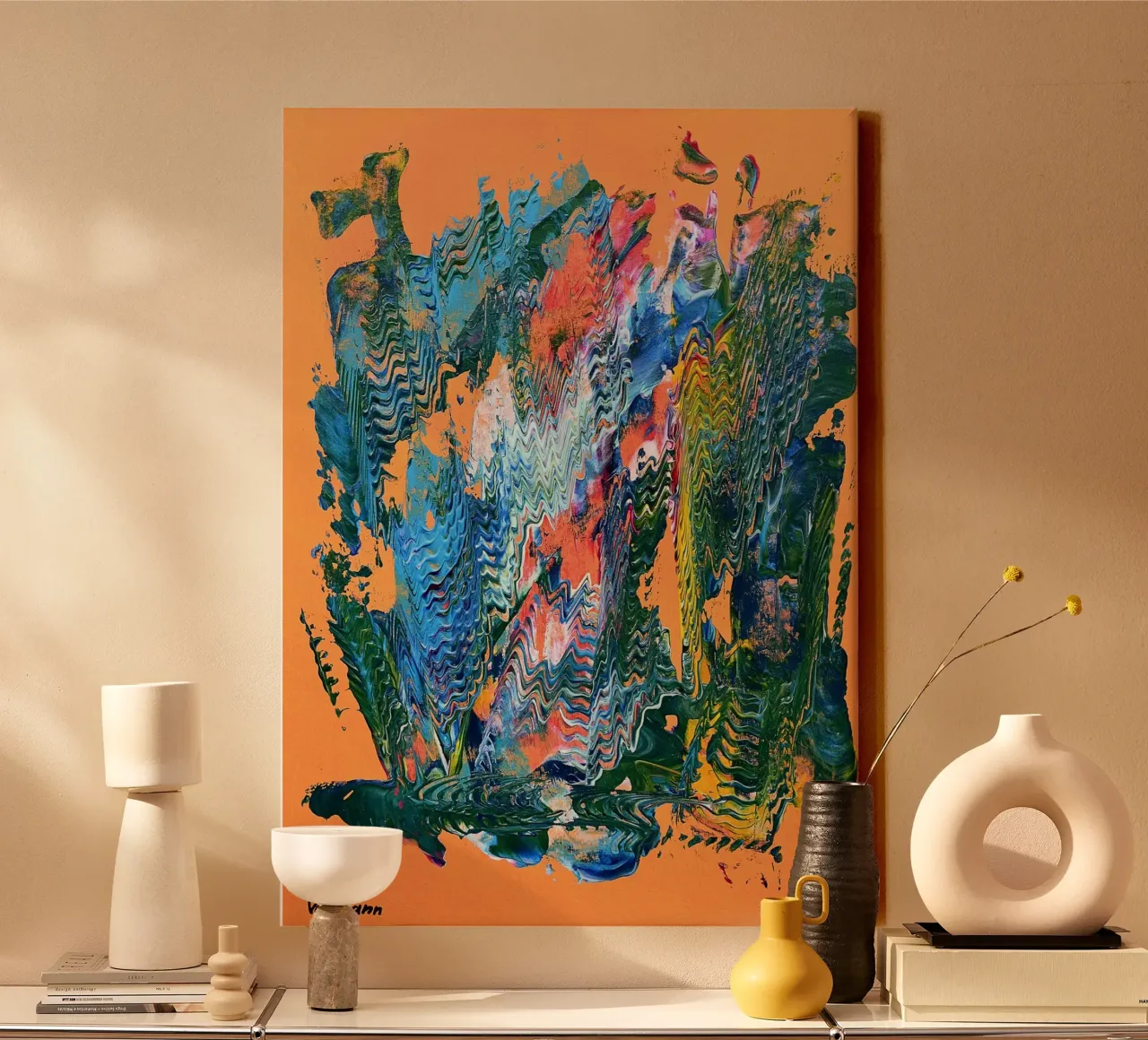 MESSAGE FROM THE HEART 9 canvas van Thierry Vobmann Abstract painting