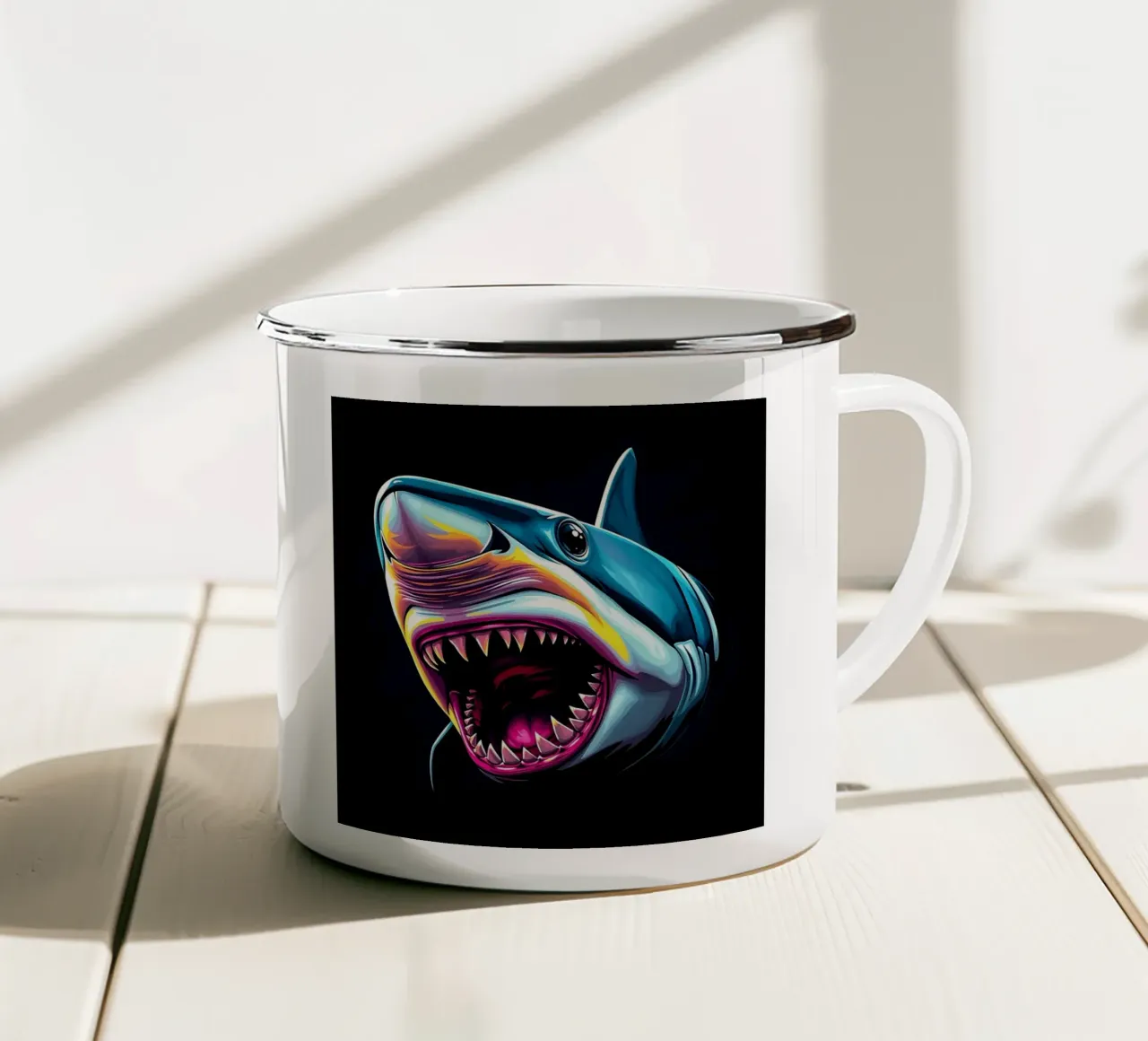 Squalo_stile_N_1 tazza in smalto da Tierisch bunt by LK