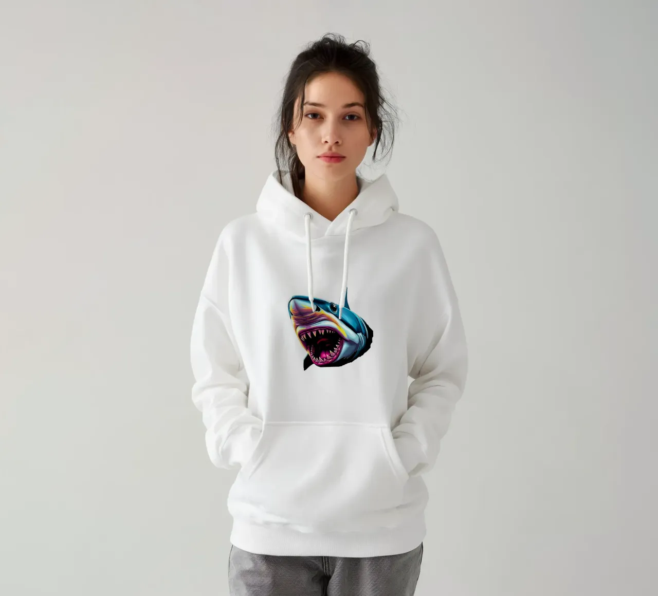 Squalo_stile_N_1a felpa con cappuccio da Tierisch bunt by LK