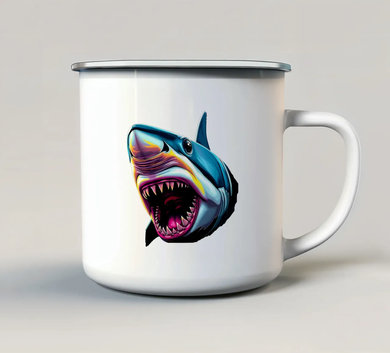 Squalo_stile_N_1a tazza in smalto da Tierisch bunt by LK