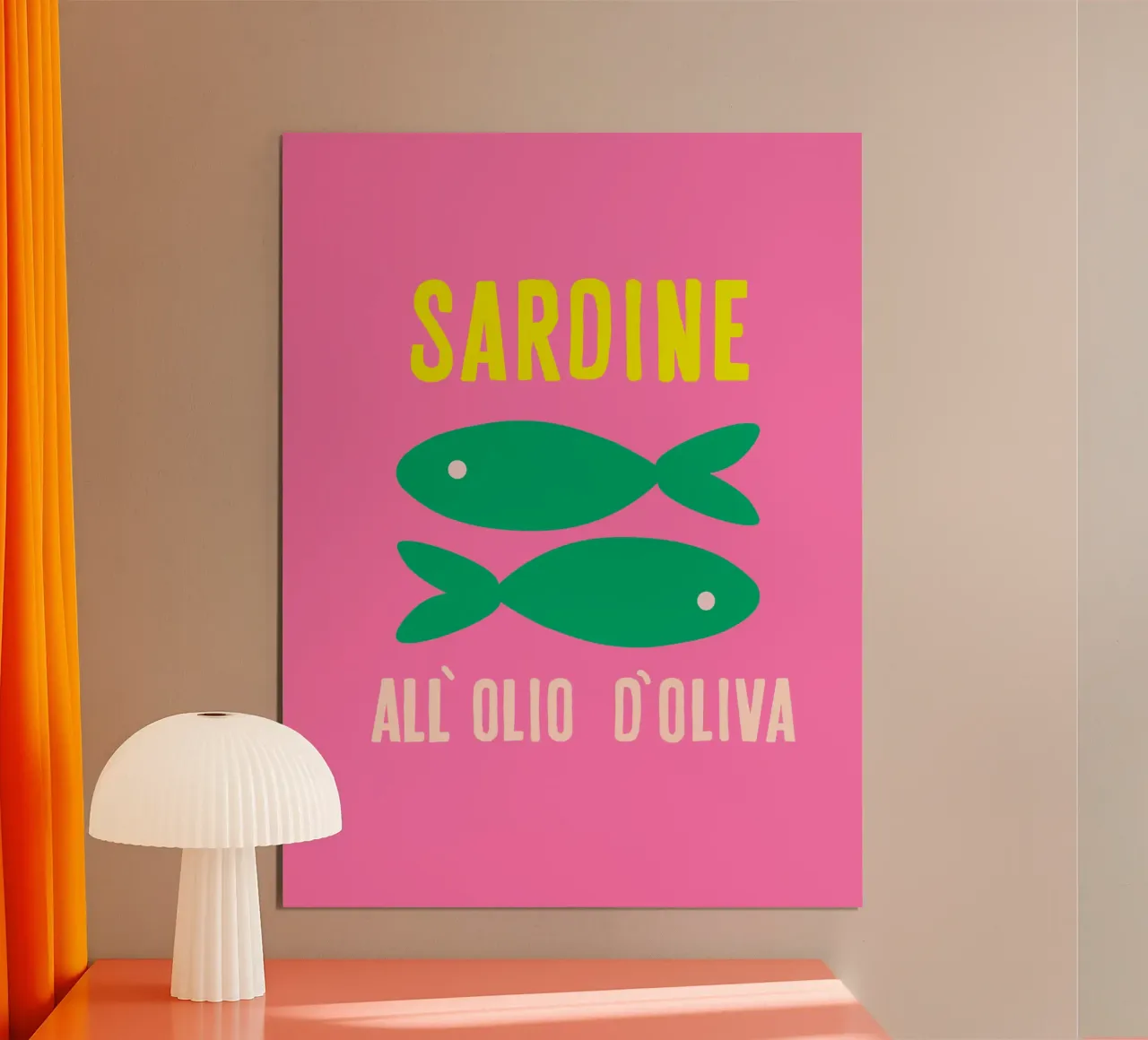 Lattina di sardine Pesce verde su rosa poster da Alisa Knöß