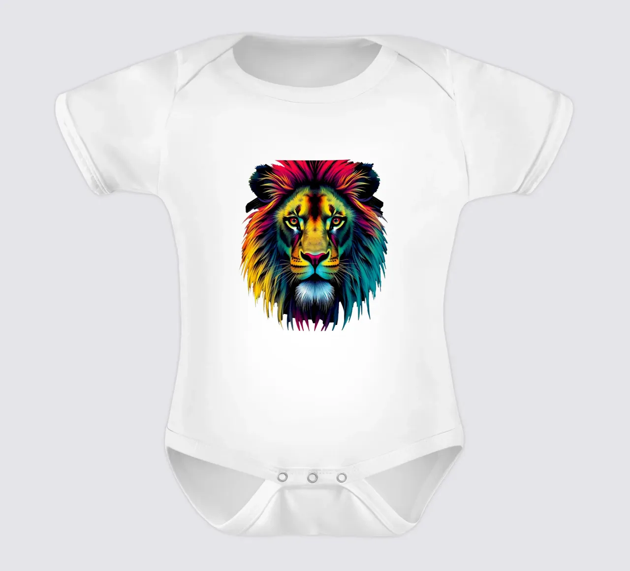 Stile_leone_N_1a body neonato maniche corte da Tierisch bunt by LK