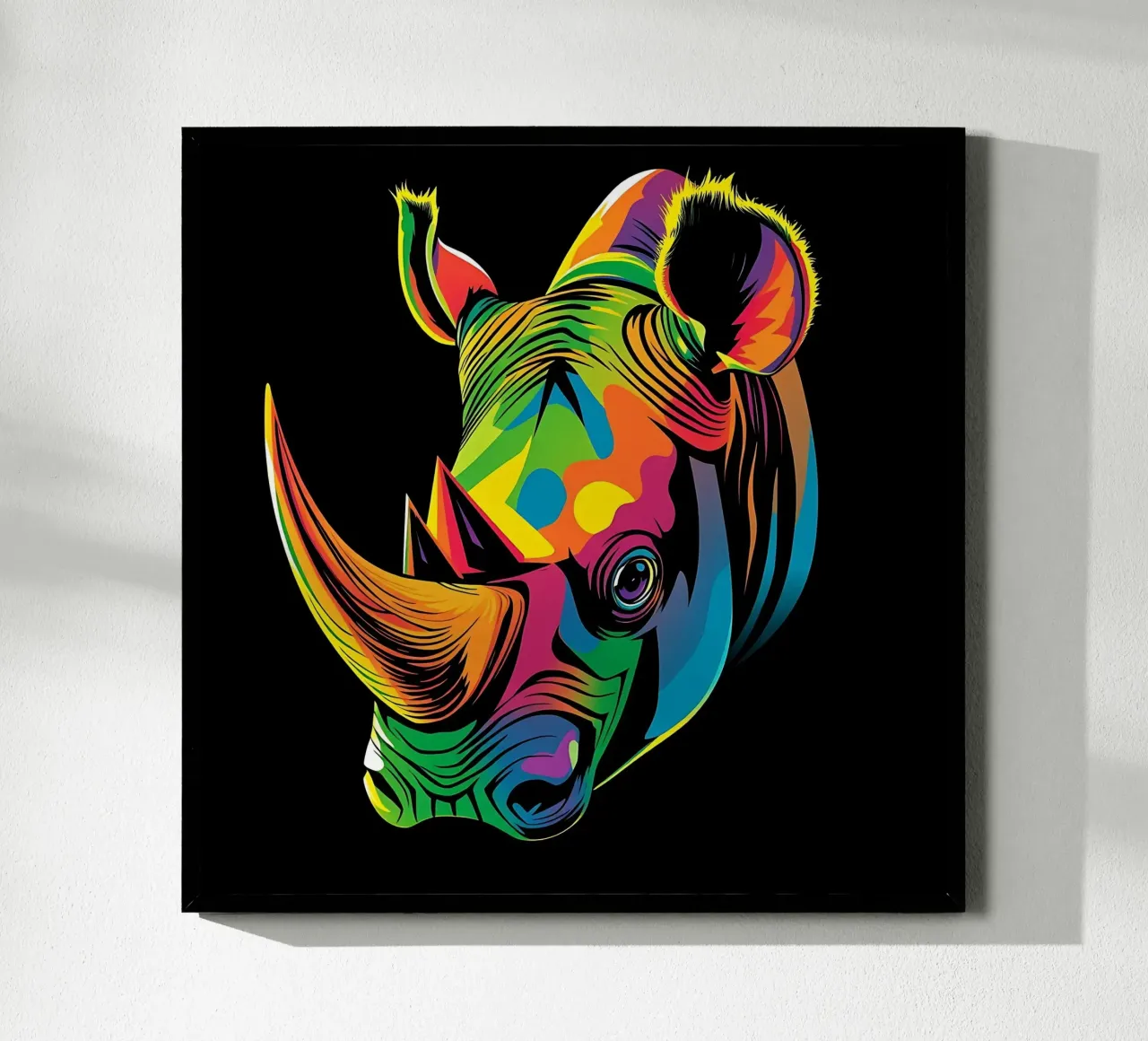 Nashorn_Stil_N_1 poster con telaio in legno da Tierisch bunt by LK