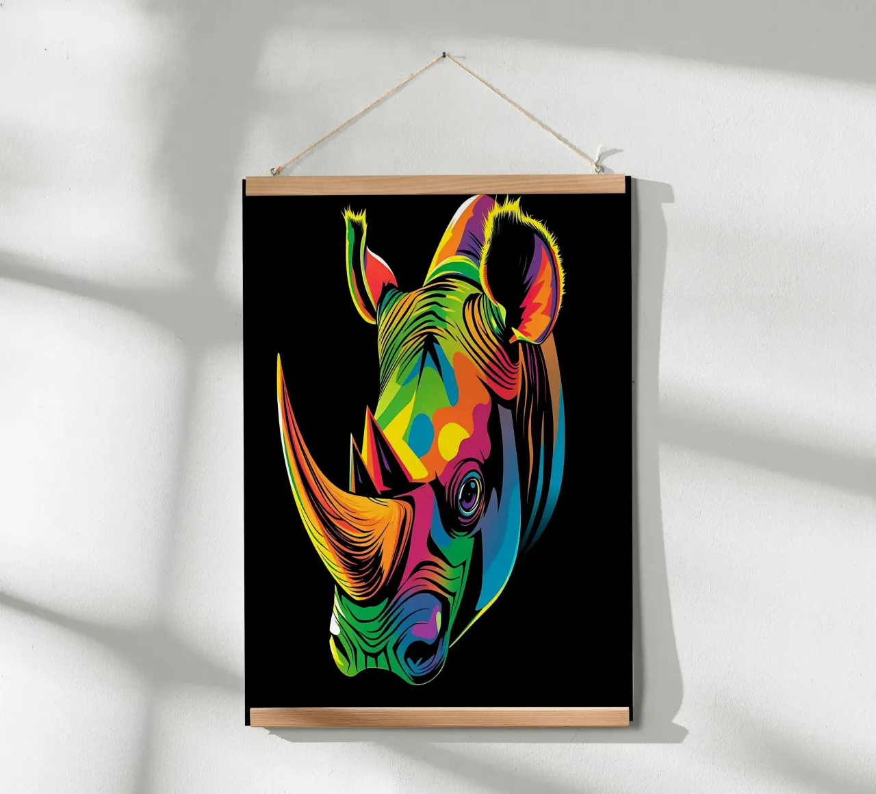 Nashorn_Stil_N_1 poster con telaio in legno da Tierisch bunt by LK