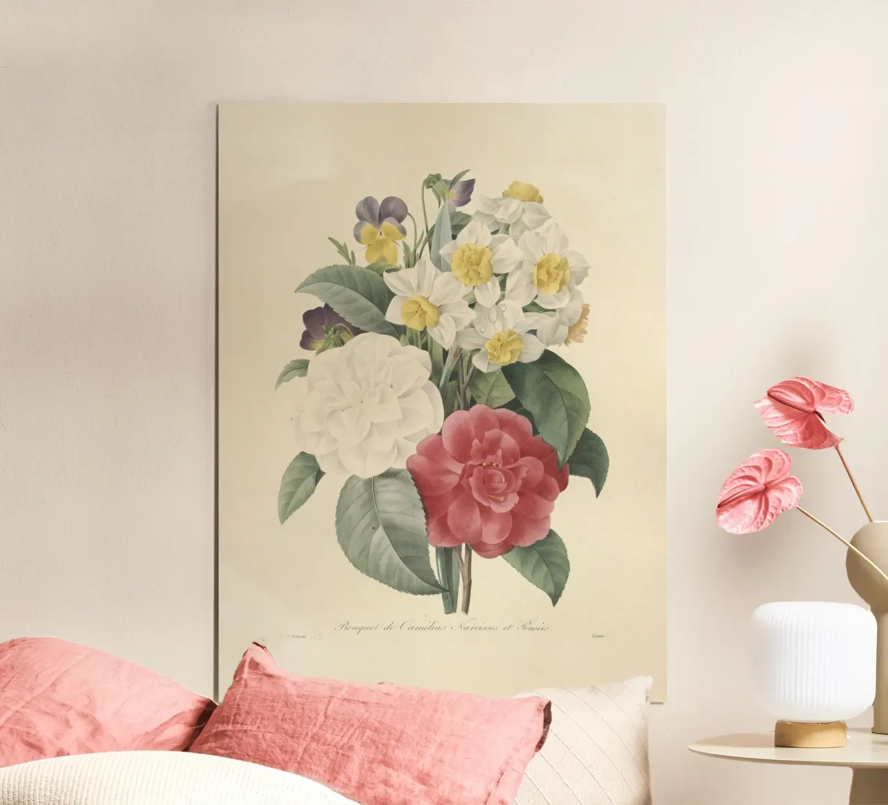 Victorian Floral Bouquet on Aged Paper – Vintage Botanical poster con telaio in plastica da Timeless Botanica