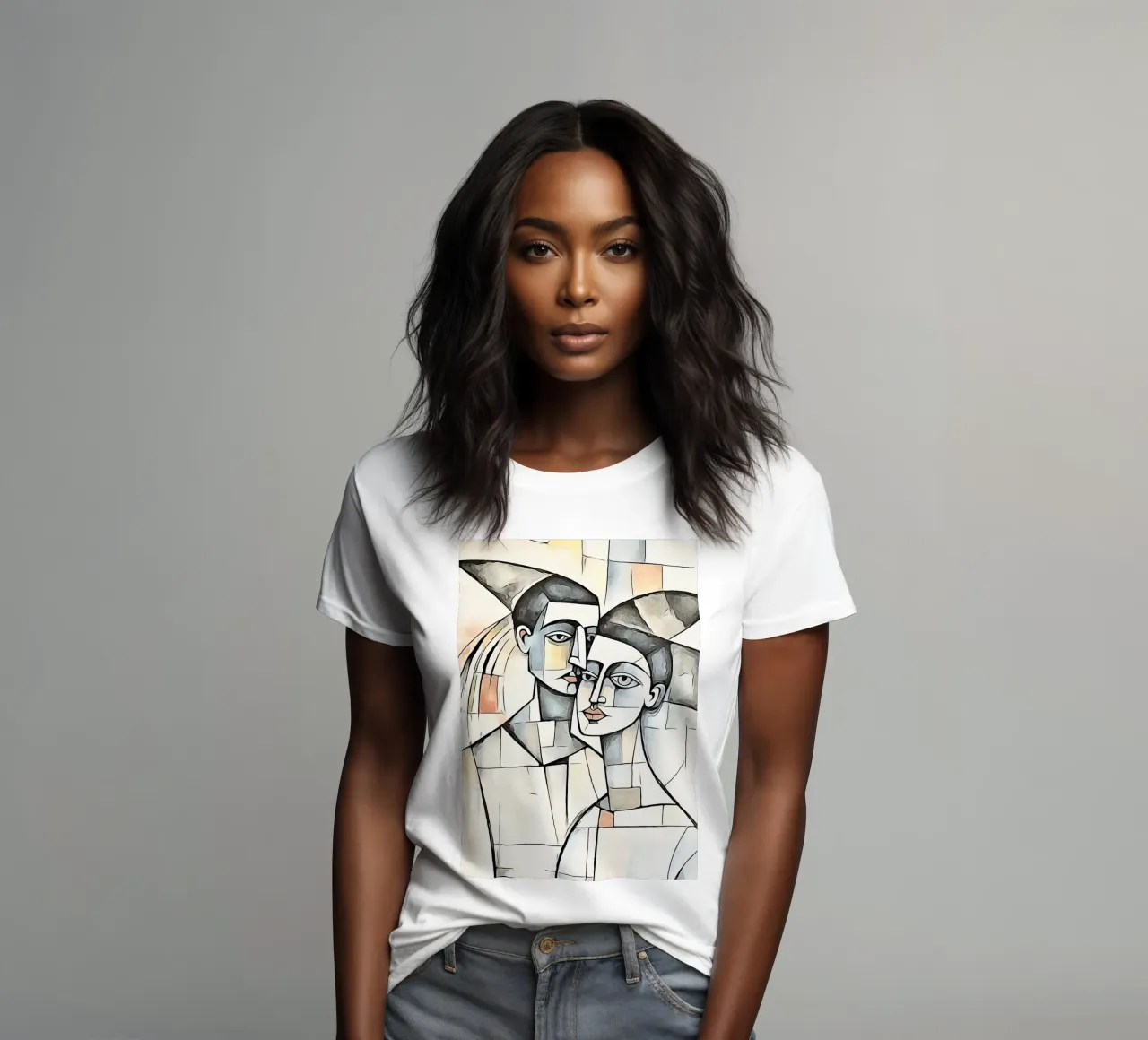 abstract couple, motif 6 women's fitted t-shirt by ZAMART