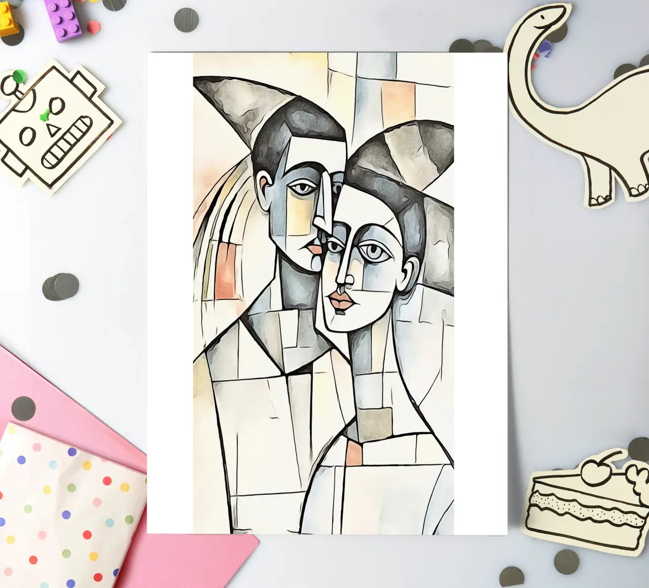 abstract couple, motif 6 sticker sheet by ZAMART