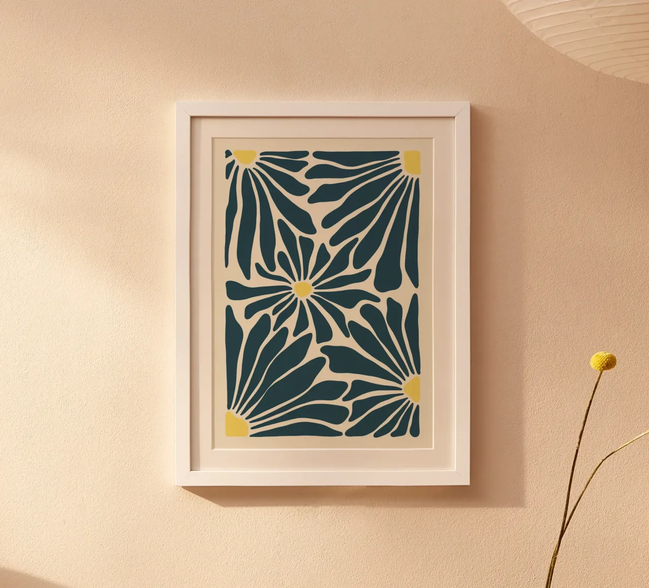 Fiori blu astratti poster con telaio in alluminio da Sixmai