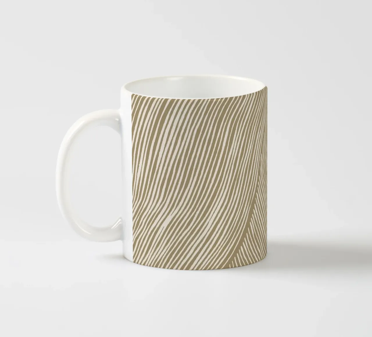 Strisce linoleografiche ocra tazza in ceramica da NouveauPrints