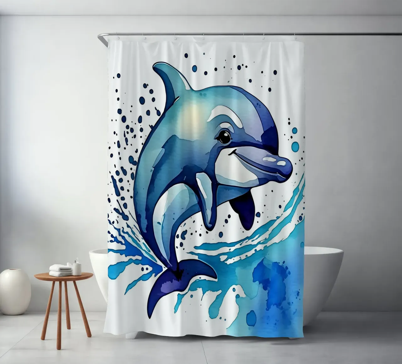 Delphin_Stil_M_1 Duschvorhang von Tierisch bunt by LK