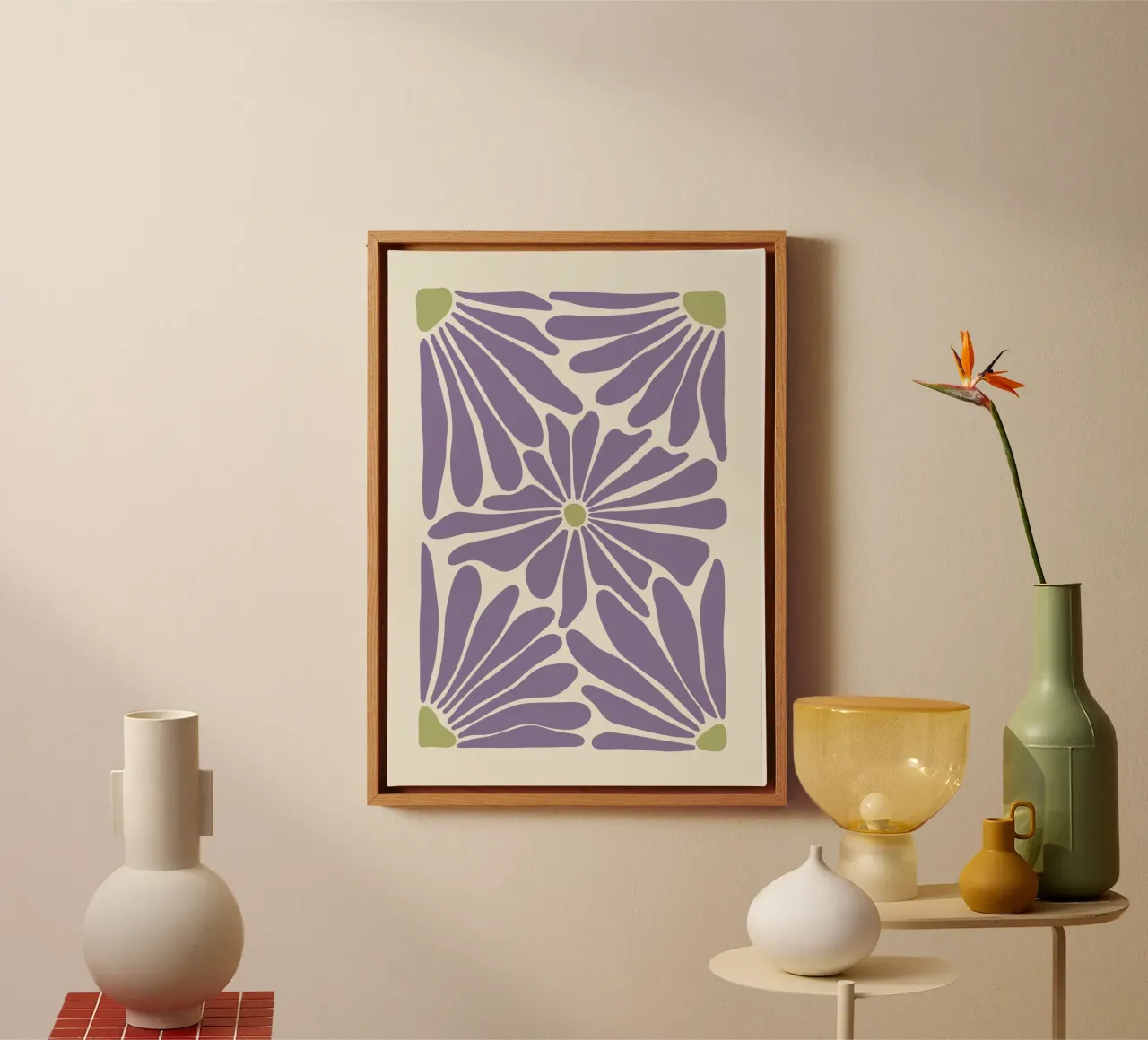 Fiori astratti di colore viola. tela con Cornice a cassetta da Sixmai