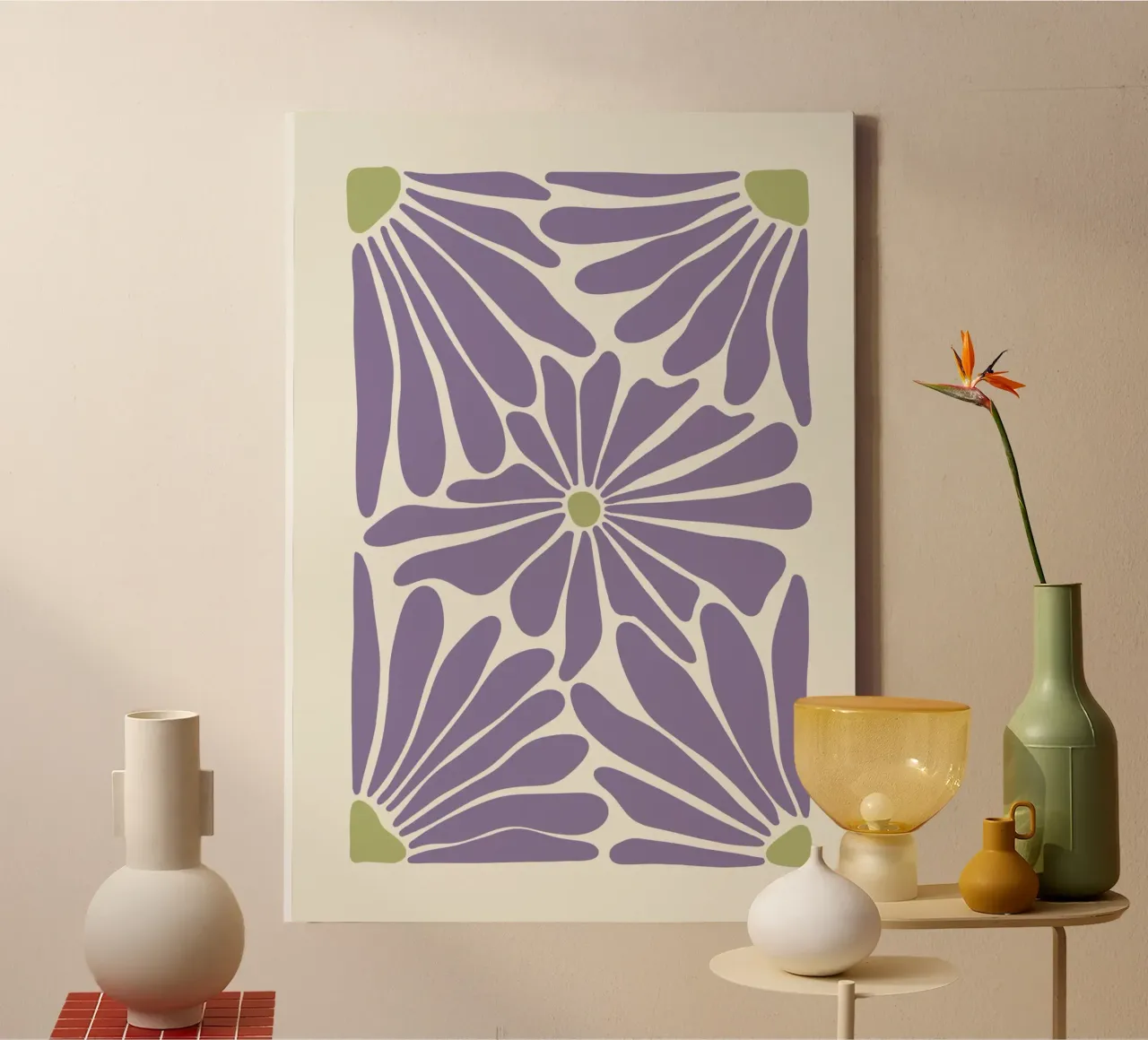 Fiori astratti di colore viola. tela con Cornice a cassetta da Sixmai