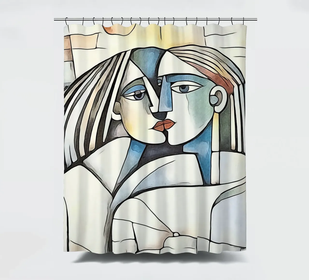 abstract couple, motif 9 shower curtain by ZAMART