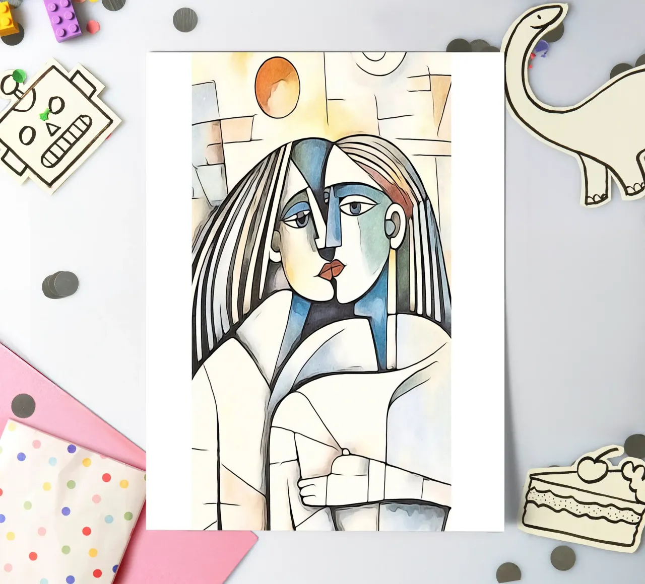 abstract couple, motif 9 sticker sheet by ZAMART