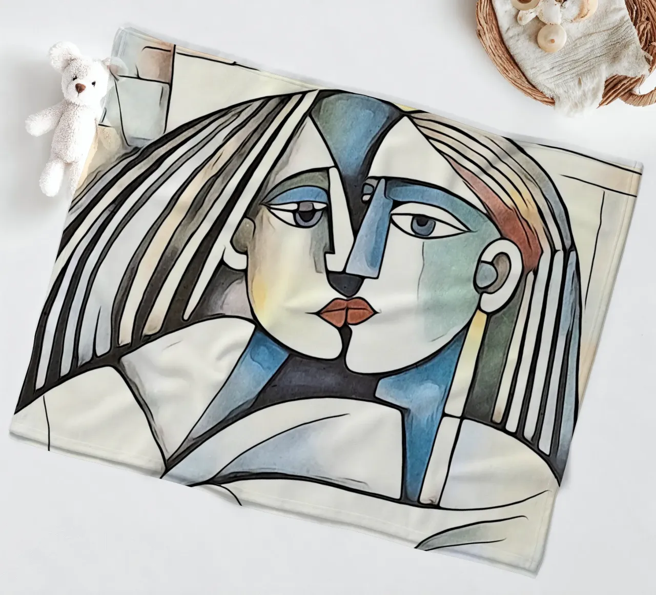 abstract couple, motif 9 fleece blanket by ZAMART