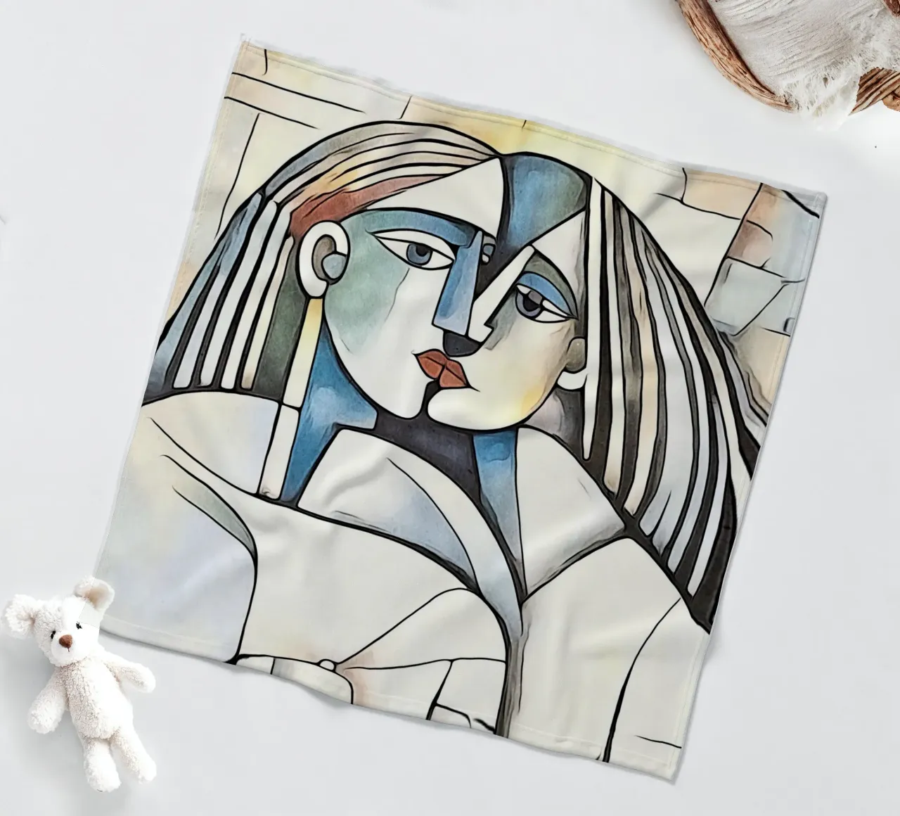 abstract couple, motif 9 fleece blanket by ZAMART