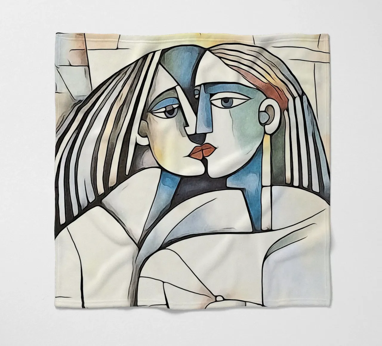 abstract couple, motif 9 fleece blanket by ZAMART